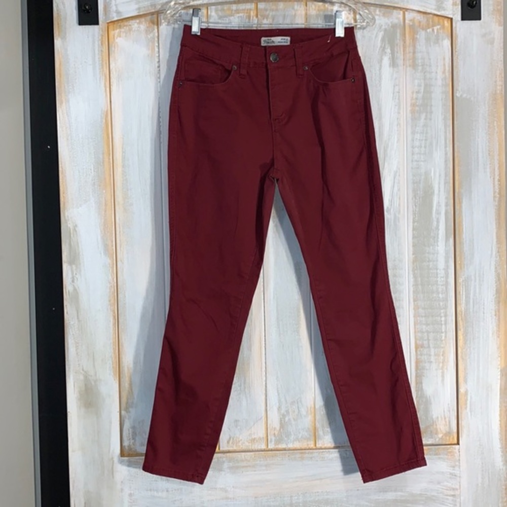 Royalty For Me Burgundy Ankle High Rise Skinny Jeans